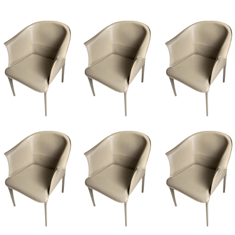 Contemporary Upholstered Arm Chair Solid Back Dining Chair for Dining Room Khaki 6 Piece Set Clearhalo 'Dining Chairs' 'Dining Tables & Seating' 'dining_chair' 'furn' 'furn_dining_chair' 'Furniture' 'Kitchen & Dining Furniture' 5971380