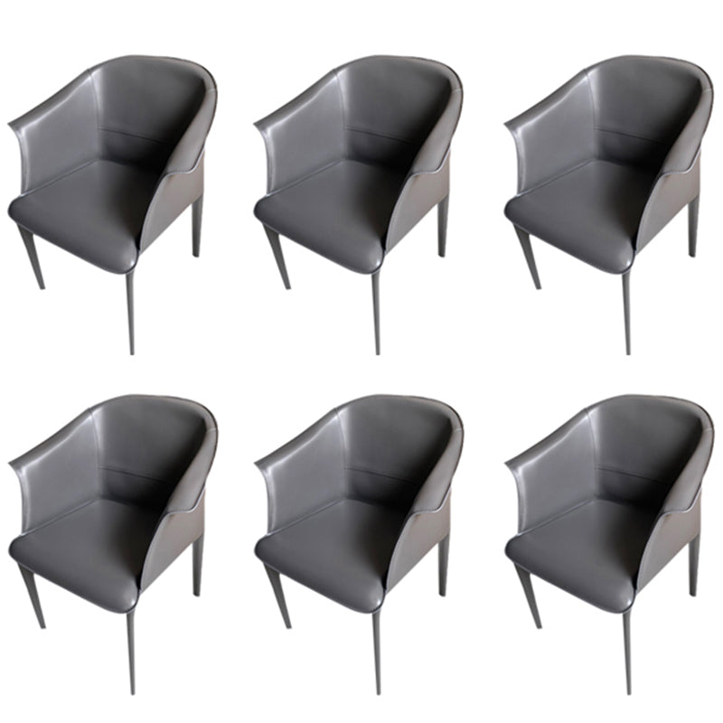 Contemporary Upholstered Arm Chair Solid Back Dining Chair for Dining Room Dark Gray 6 Piece Set Clearhalo 'Dining Chairs' 'Dining Tables & Seating' 'dining_chair' 'furn' 'furn_dining_chair' 'Furniture' 'Kitchen & Dining Furniture' 5971381