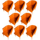 Contemporary Upholstered Arm Chair Solid Back Dining Chair for Dining Room Orange 8 Piece Set Clearhalo 'Dining Chairs' 'Dining Tables & Seating' 'dining_chair' 'furn' 'furn_dining_chair' 'Furniture' 'Kitchen & Dining Furniture' 5971382