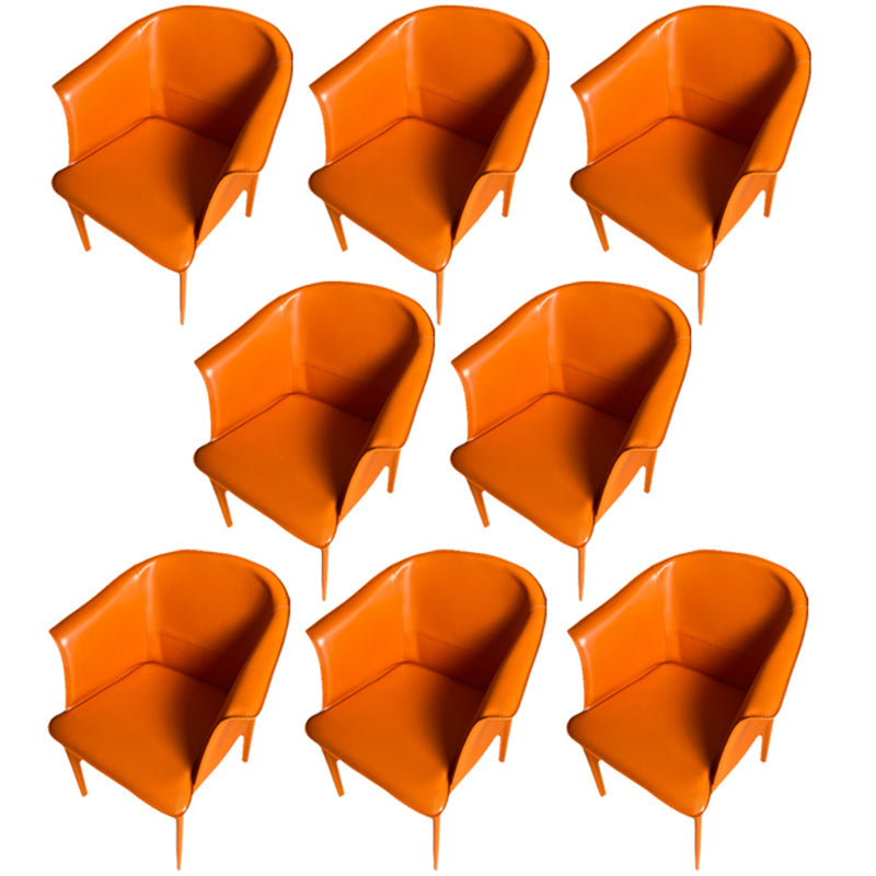 Contemporary Upholstered Arm Chair Solid Back Dining Chair for Dining Room Orange 8 Piece Set Clearhalo 'Dining Chairs' 'Dining Tables & Seating' 'dining_chair' 'furn' 'furn_dining_chair' 'Furniture' 'Kitchen & Dining Furniture' 5971382