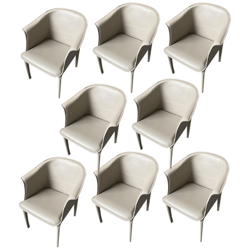 Contemporary Upholstered Arm Chair Solid Back Dining Chair for Dining Room Gray-White 8 Piece Set Clearhalo 'Dining Chairs' 'Dining Tables & Seating' 'dining_chair' 'furn' 'furn_dining_chair' 'Furniture' 'Kitchen & Dining Furniture' 5971384