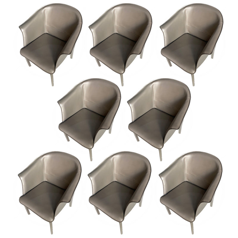 Contemporary Upholstered Arm Chair Solid Back Dining Chair for Dining Room Silver Gray 8 Piece Set Clearhalo 'Dining Chairs' 'Dining Tables & Seating' 'dining_chair' 'furn' 'furn_dining_chair' 'Furniture' 'Kitchen & Dining Furniture' 5971385