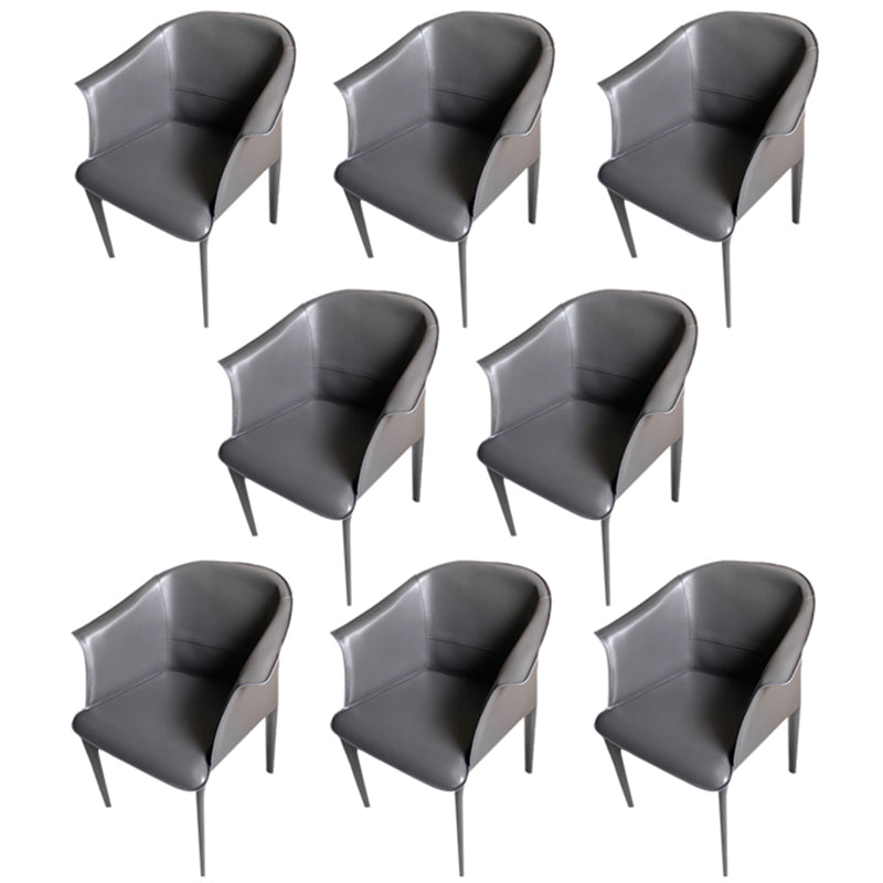 Contemporary Upholstered Arm Chair Solid Back Dining Chair for Dining Room Dark Gray 8 Piece Set Clearhalo 'Dining Chairs' 'Dining Tables & Seating' 'dining_chair' 'furn' 'furn_dining_chair' 'Furniture' 'Kitchen & Dining Furniture' 5971387