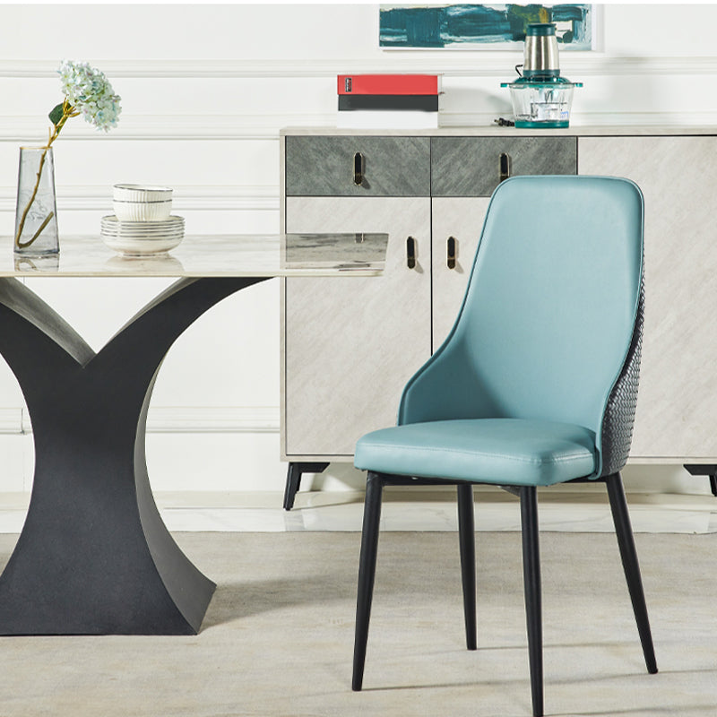 Parsons Dining Accent Chair Industrial Upholstered Dining Side Chair Gray Light Blue 1 Piece Clearhalo 'Dining Chairs' 'Dining Tables & Seating' 'dining_chair' 'furn' 'furn_dining_chair' 'Furniture' 'Kitchen & Dining Furniture' 5971389