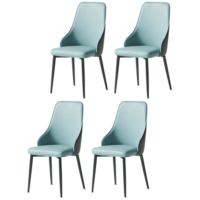 Parsons Dining Accent Chair Industrial Upholstered Dining Side Chair Gray Light Blue 4 Piece Set Clearhalo 'Dining Chairs' 'Dining Tables & Seating' 'dining_chair' 'furn' 'furn_dining_chair' 'Furniture' 'Kitchen & Dining Furniture' 5971409