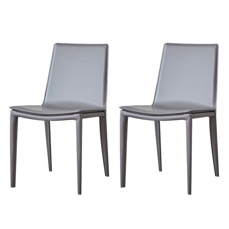 Metal Modern Indoor Side Chair Solid Back Dining Chair with 4Legs