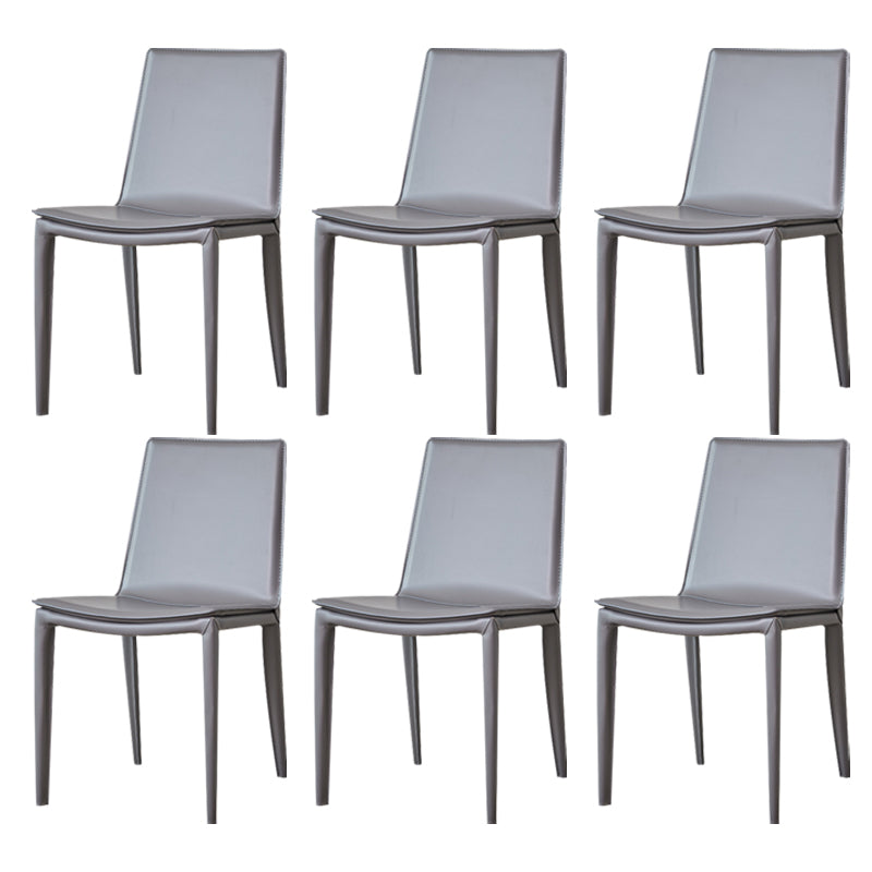 Metal Modern Indoor Side Chair Solid Back Dining Chair with 4Legs