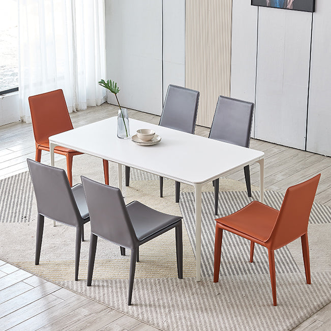 Metal Modern Indoor Side Chair Solid Back Dining Chair with 4Legs