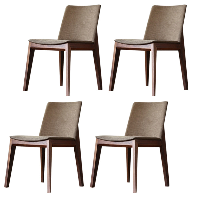 Solid Wood Armless Dining Chairs Upholstered Dining Accent Chair Walnut 4 Piece Set Clearhalo 'Dining Chairs' 'Dining Tables & Seating' 'dining_chair' 'furn' 'furn_dining_chair' 'Furniture' 'Kitchen & Dining Furniture' 5971562