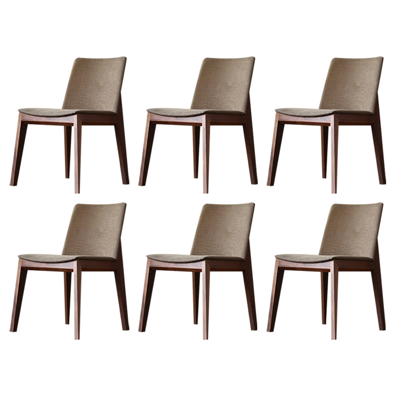 Solid Wood Armless Dining Chairs Upholstered Dining Accent Chair Walnut 6 Piece Set Clearhalo 'Dining Chairs' 'Dining Tables & Seating' 'dining_chair' 'furn' 'furn_dining_chair' 'Furniture' 'Kitchen & Dining Furniture' 5971566