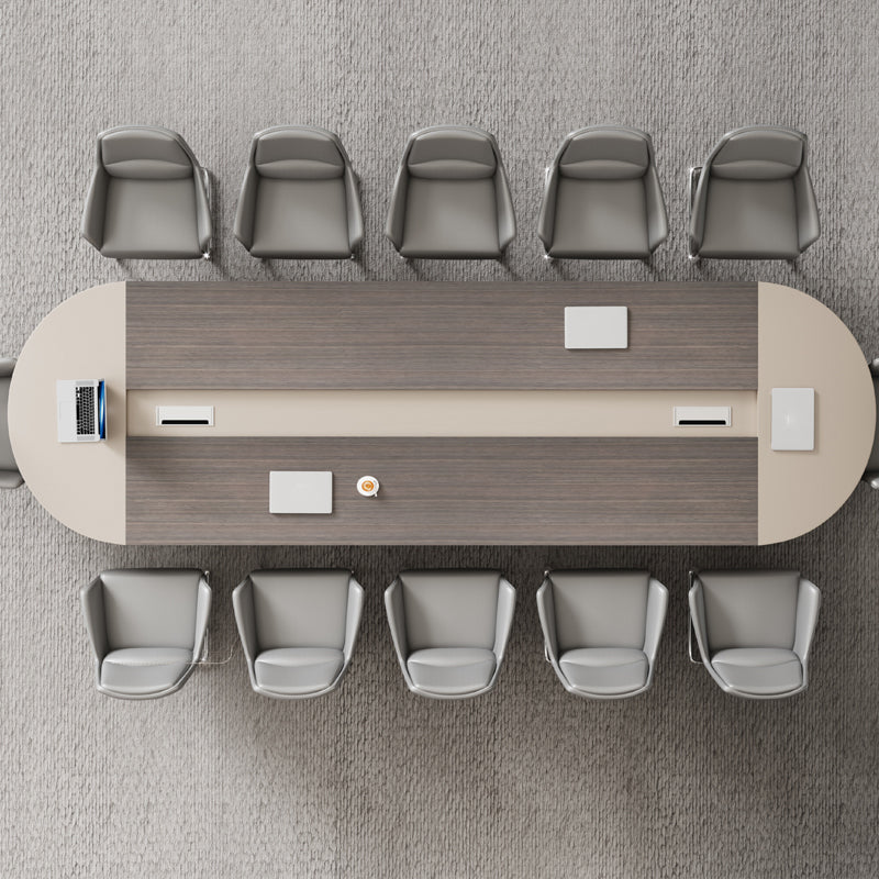 Contemporary Executive Desk Office Oval Executive Desk with Hutch Clearhalo 'furn' 'furn_office_desk' 'Furniture' 'Office Desks' 'Office Furniture' 'office_desk' 5971602