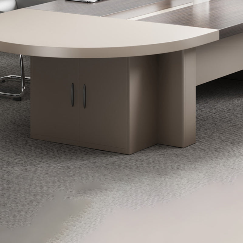 Contemporary Executive Desk Office Oval Executive Desk with Hutch Clearhalo 'furn' 'furn_office_desk' 'Furniture' 'Office Desks' 'Office Furniture' 'office_desk' 5971604