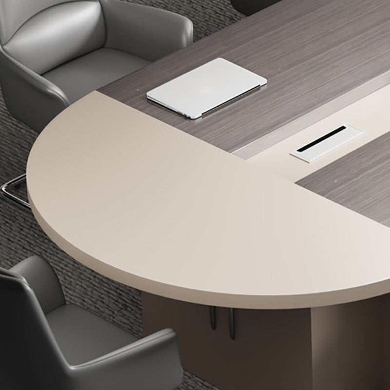 Contemporary Executive Desk Office Oval Executive Desk with Hutch Clearhalo 'furn' 'furn_office_desk' 'Furniture' 'Office Desks' 'Office Furniture' 'office_desk' 5971605