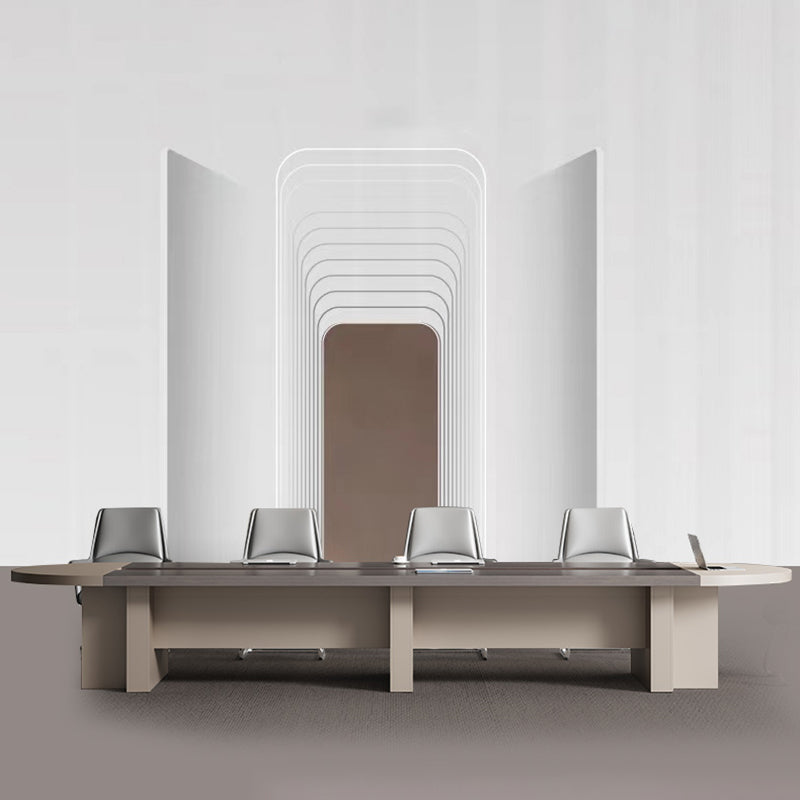 Contemporary Executive Desk Office Oval Executive Desk with Hutch Clearhalo 'furn' 'furn_office_desk' 'Furniture' 'Office Desks' 'Office Furniture' 'office_desk' 5971607