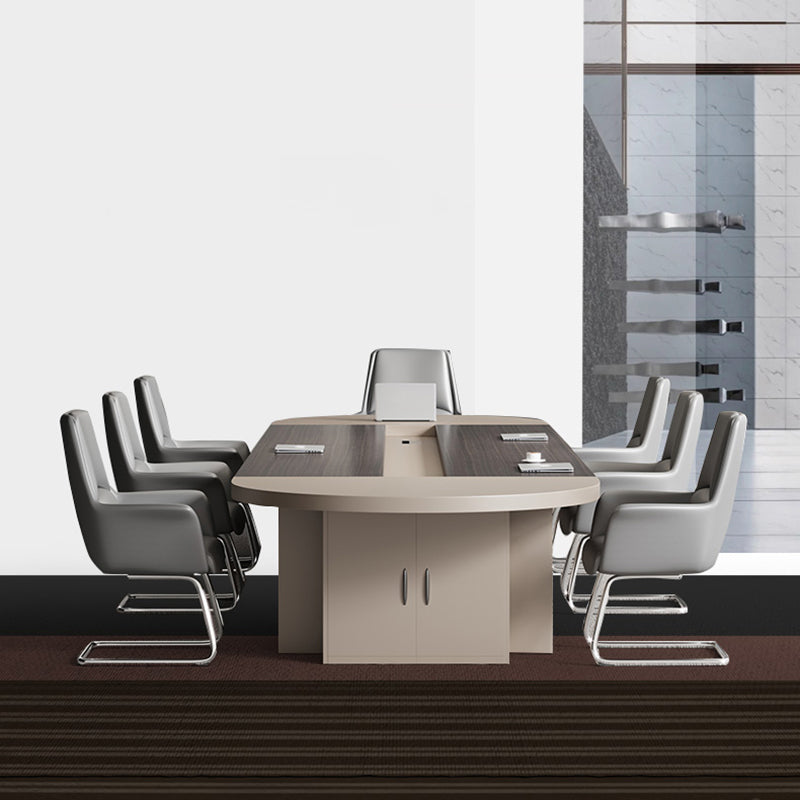 Contemporary Executive Desk Office Oval Executive Desk with Hutch Clearhalo 'furn' 'furn_office_desk' 'Furniture' 'Office Desks' 'Office Furniture' 'office_desk' 5971609