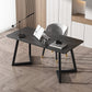 Industrial Rectangular Writing Desk Home Office Desk with Wood Legs