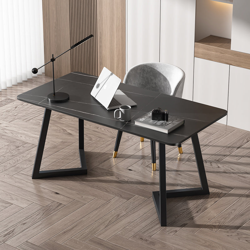 Industrial Rectangular Writing Desk Home Office Desk with Wood Legs