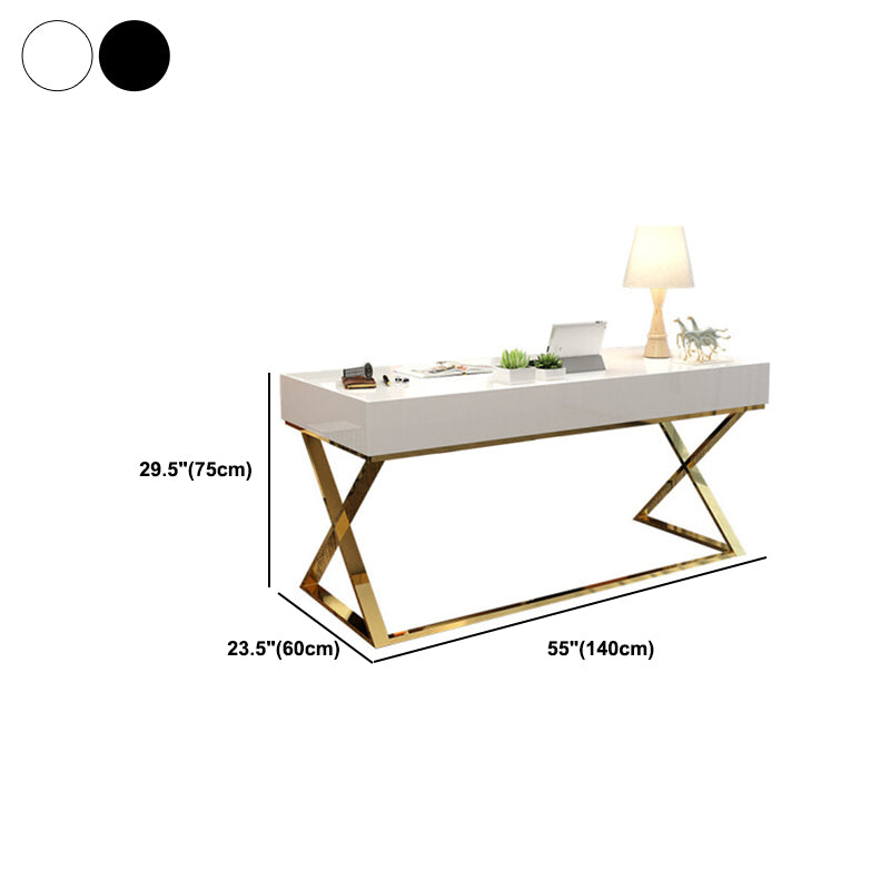 Trestle Rectangular Writing Desk with Metal Legs Office Desk Solid Wood Clearhalo 'furn' 'furn_office_desk' 'Furniture' 'Office Desks' 'Office Furniture' 'office_desk' 5971631