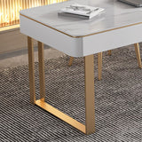 Curved Sled Writing Desk with 2 Drawers Office Desk Stone and Metal Clearhalo 'furn' 'furn_office_desk' 'Furniture' 'Office Desks' 'Office Furniture' 'office_desk' 5971655