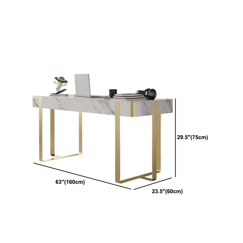 Escritorio de oficina blanco curvo con 2 cajones escritura de escritura para el hogar