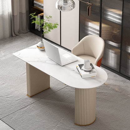 23.6 "Escritorio de escritura de ancho Pedestal Beige Glam Office Desk for Home