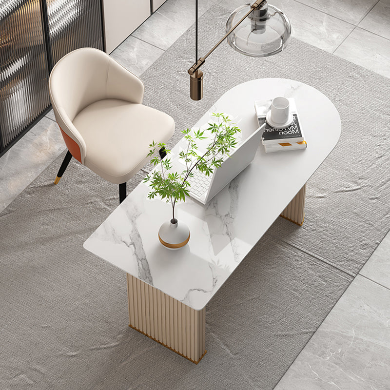 23.6 "Escritorio de escritura de ancho Pedestal Beige Glam Office Desk for Home