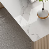 23.6 "Escritorio de escritura de ancho Pedestal Beige Glam Office Desk for Home