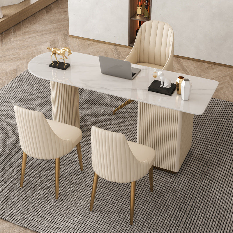 Distano da ufficio glam con 3 cassetti di stoccaggio scrivania beige