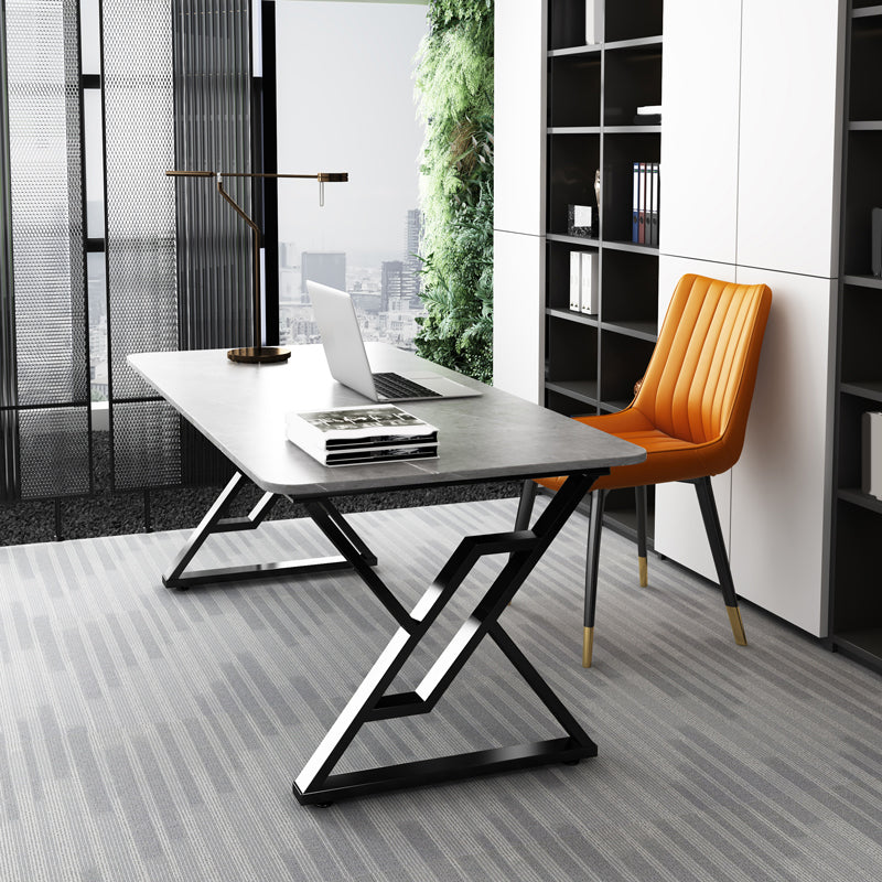 Industrial Stone Sled Writing Desk Rectangular Office Desk for Home Clearhalo 'furn' 'furn_office_desk' 'Furniture' 'Office Desks' 'Office Furniture' 'office_desk' 5971797