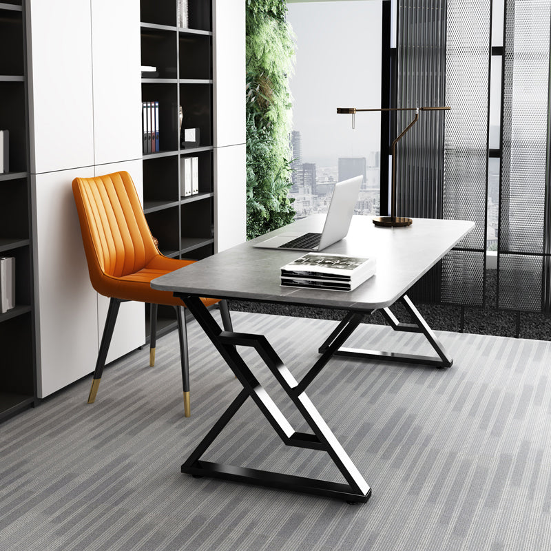 Industrial Stone Sled Writing Desk Rectangular Office Desk for Home Clearhalo 'furn' 'furn_office_desk' 'Furniture' 'Office Desks' 'Office Furniture' 'office_desk' 5971799