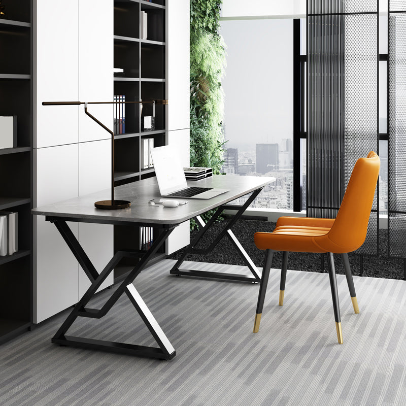 Industrial Stone Sled Writing Desk Rectangular Office Desk for Home Clearhalo 'furn' 'furn_office_desk' 'Furniture' 'Office Desks' 'Office Furniture' 'office_desk' 5971802