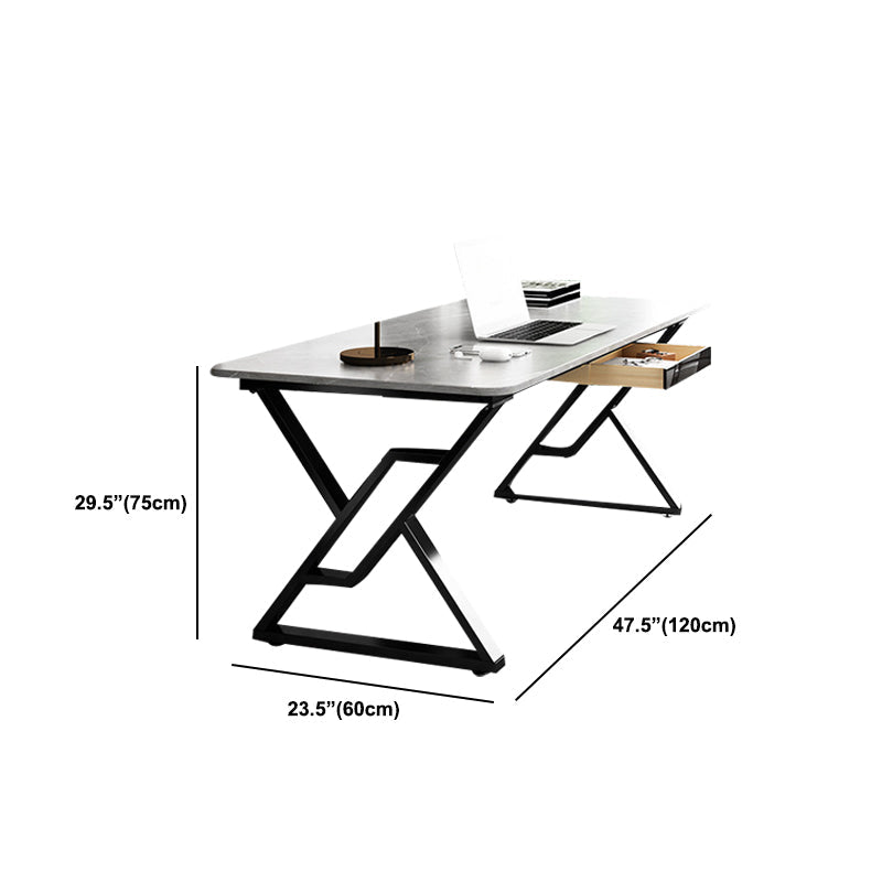Industrial Stone Sled Writing Desk Rectangular Office Desk for Home Clearhalo 'furn' 'furn_office_desk' 'Furniture' 'Office Desks' 'Office Furniture' 'office_desk' 5971811