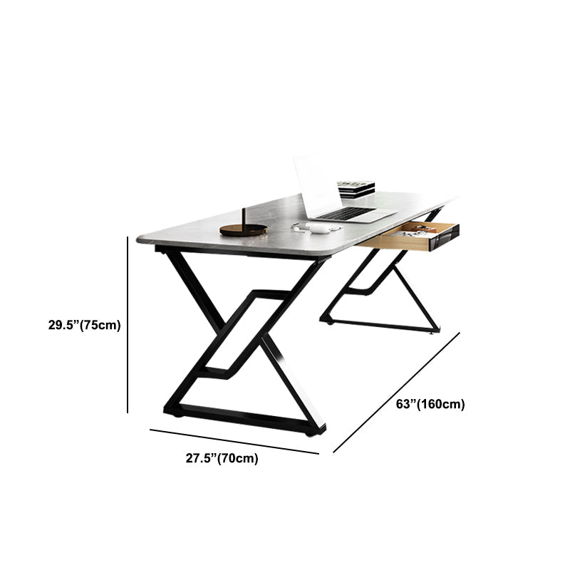Industrial Stone Sled Writing Desk Rectangular Office Desk for Home Clearhalo 'furn' 'furn_office_desk' 'Furniture' 'Office Desks' 'Office Furniture' 'office_desk' 5971815