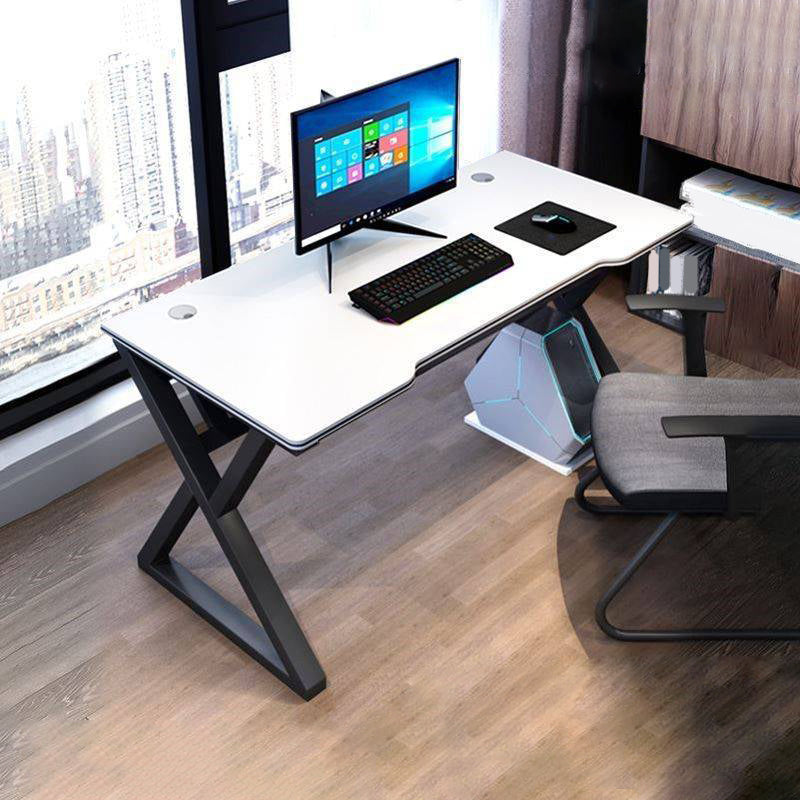 Ergonomic Trestle Gaming Desk Modern Computer Desk for Dormitory Black White Clearhalo 'furn' 'furn_office_desk' 'Furniture' 'Office Desks' 'Office Furniture' 'office_desk' 5971832