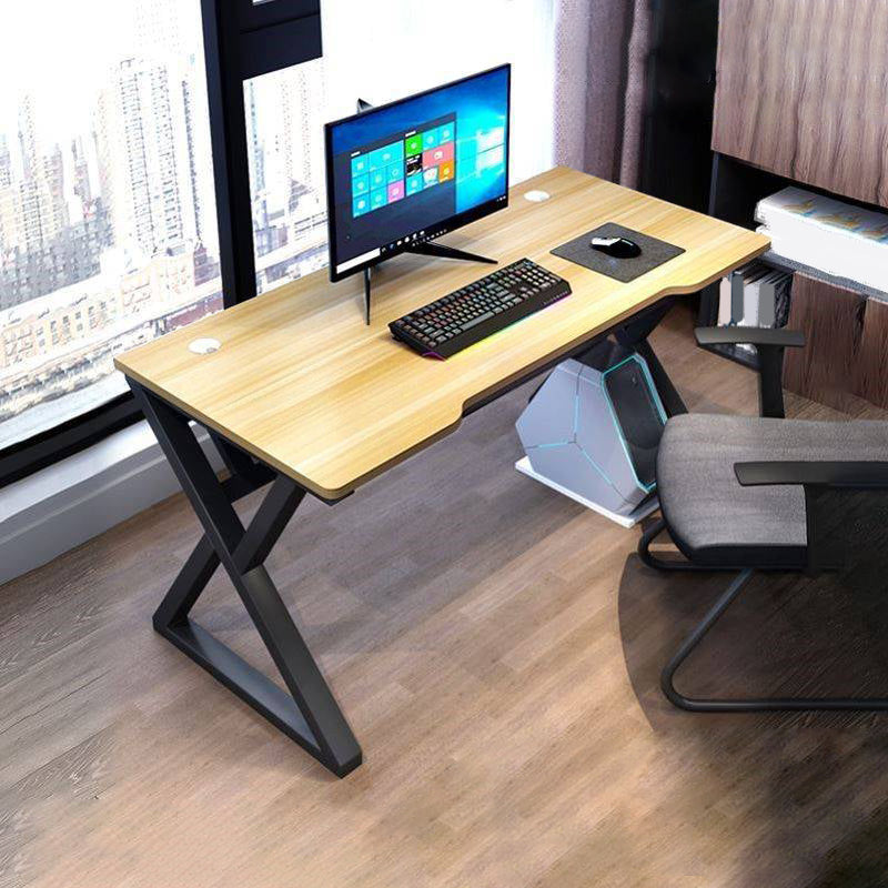 Ergonomic Trestle Gaming Desk Modern Computer Desk for Dormitory Black-Brown Clearhalo 'furn' 'furn_office_desk' 'Furniture' 'Office Desks' 'Office Furniture' 'office_desk' 5971833