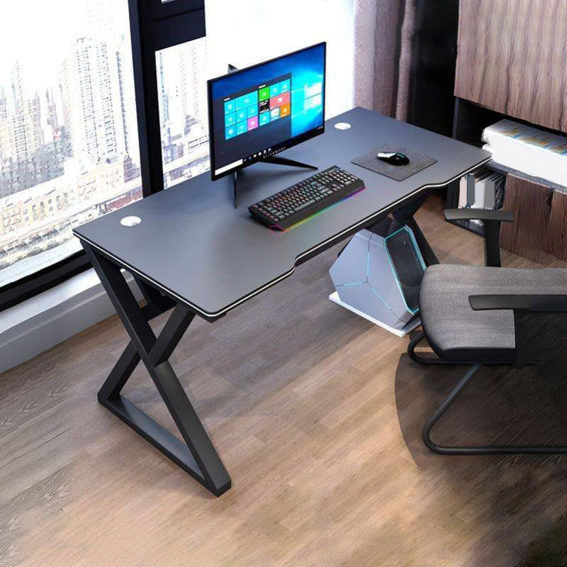 Ergonomic Trestle Gaming Desk Modern Computer Desk for Dormitory Black Clearhalo 'furn' 'furn_office_desk' 'Furniture' 'Office Desks' 'Office Furniture' 'office_desk' 5971837