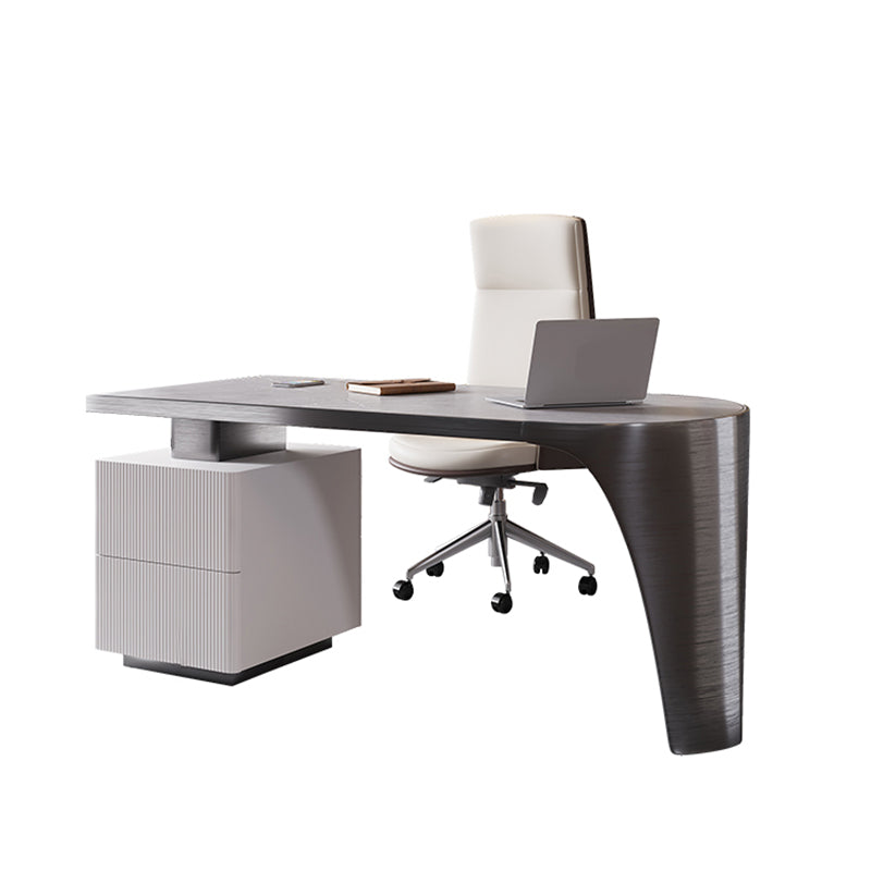 Escritorio de escritura de piedra de 27.6 "con cajones escritorio de oficina con base de metal cromado