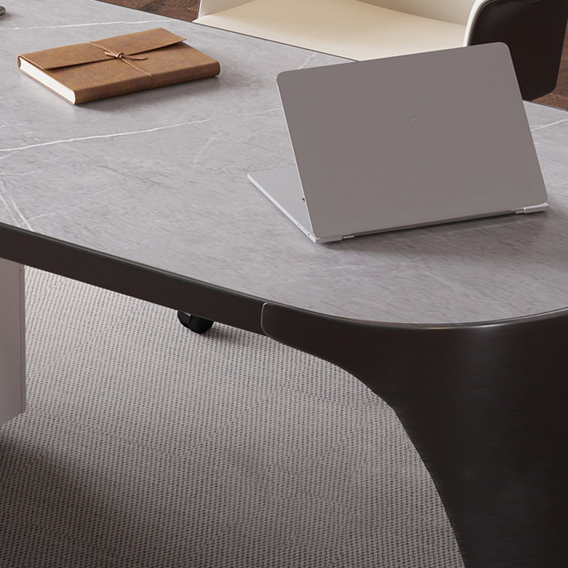 Escritorio de escritura de piedra de 27.6 "con cajones escritorio de oficina con base de metal cromado
