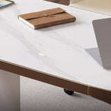 Escritorio de escritura de piedra de 27.6 "con cajones escritorio de oficina con base de metal cromado