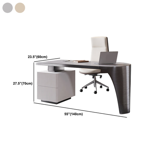 27.6 "Wide Stone Writing Desk Glam met laden Office Desk met Chrome Metal Base