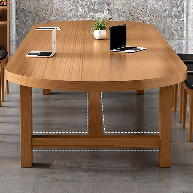 Industrial Rectangular Office Desk Solid Wood H-Shape Writing Desk Clearhalo 'furn' 'furn_office_desk' 'Furniture' 'Office Desks' 'Office Furniture' 'office_desk' 5971930