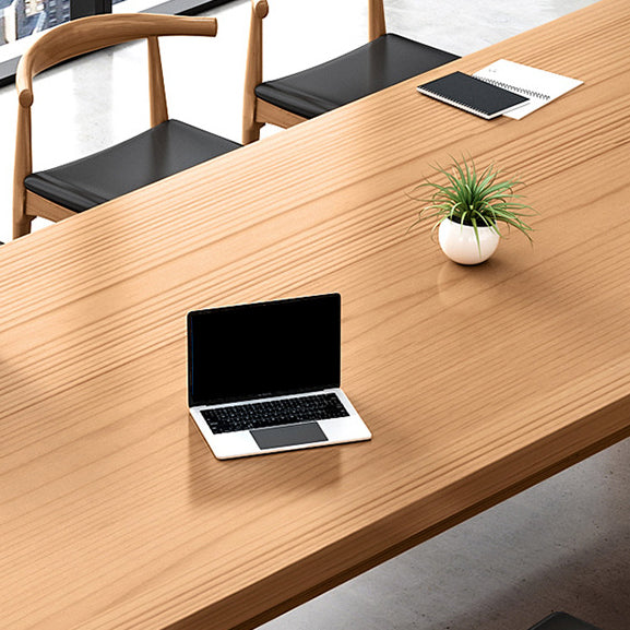 Industrial Rectangular Office Desk Solid Wood H-Shape Writing Desk Clearhalo 'furn' 'furn_office_desk' 'Furniture' 'Office Desks' 'Office Furniture' 'office_desk' 5971934