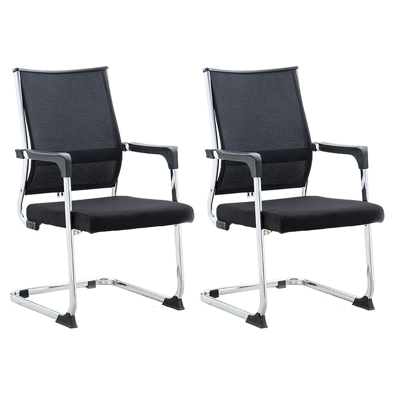 Chaise de bureau à domicile avec dossier moyen, siège et dossier en maille, sans roues, chaise de conférence