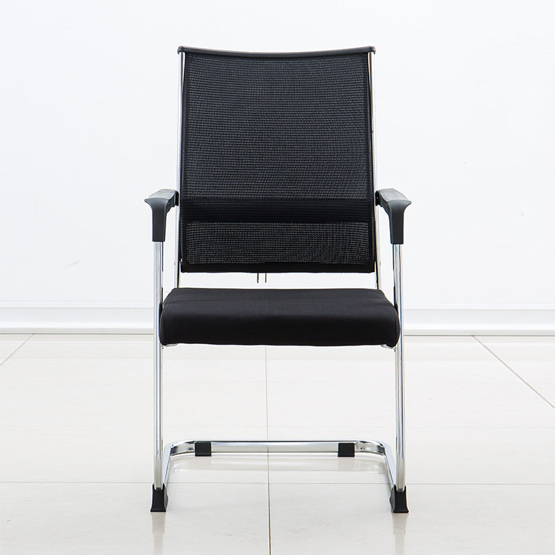 Chaise de bureau à domicile avec dossier moyen, siège et dossier en maille, sans roues, chaise de conférence