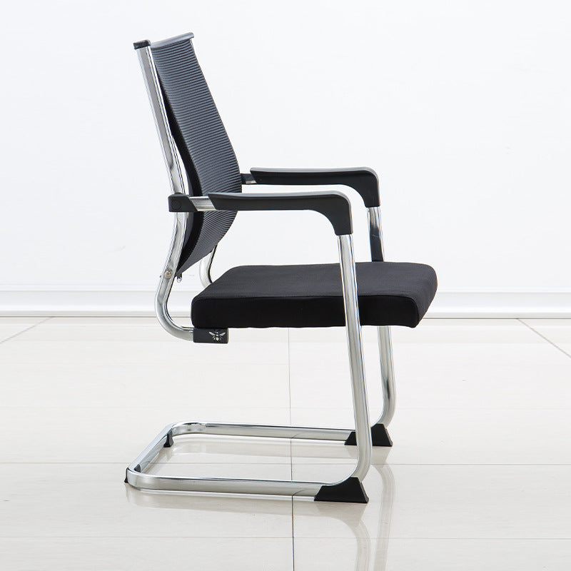 Chaise de bureau à domicile avec dossier moyen, siège et dossier en maille, sans roues, chaise de conférence