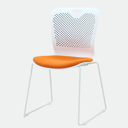 コンテンポラリーホワイトフレームチェアなしホイールアームレスミッドバックカンファレンスチェア