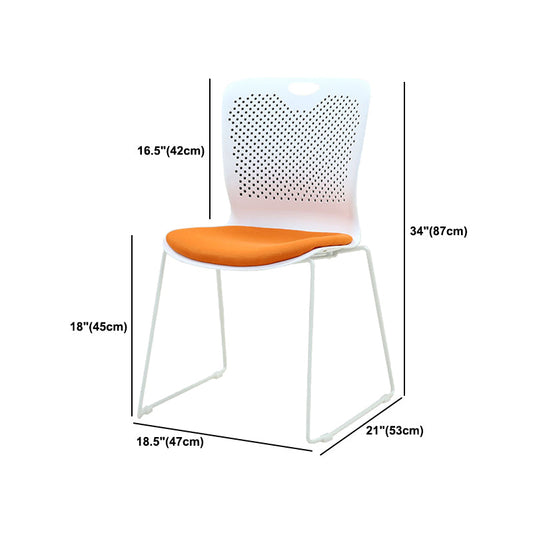 コンテンポラリーホワイトフレームチェアなしホイールアームレスミッドバックカンファレンスチェア