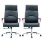 Contemporary Arm Chair Fixed Arms Blue Faux Leather Office Chair Casters 2 Piece Set With Headrest Clearhalo 'furn' 'furn_office_chair' 'Furniture' 'Office Chairs' 'Office Furniture' 'office_chair' 5972117