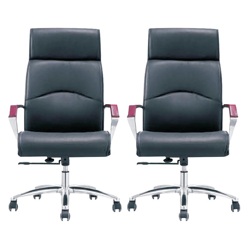 Contemporary Arm Chair Fixed Arms Blue Faux Leather Office Chair Casters 2 Piece Set With Headrest Clearhalo 'furn' 'furn_office_chair' 'Furniture' 'Office Chairs' 'Office Furniture' 'office_chair' 5972117