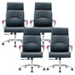 Contemporary Arm Chair Fixed Arms Blue Faux Leather Office Chair Casters 4 Piece Set With Headrest Clearhalo 'furn' 'furn_office_chair' 'Furniture' 'Office Chairs' 'Office Furniture' 'office_chair' 5972118